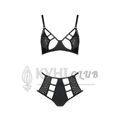 Комплект белья Passion TASMINA SET XXL/XXXL black, лиф, высокие трусики с корсетом сзади 106362 фото