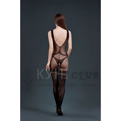Бодистокинг с доступом Moonlight Model 14 Black, рисунок в виде боди и чулок на подвязках, открытая 104324 фото