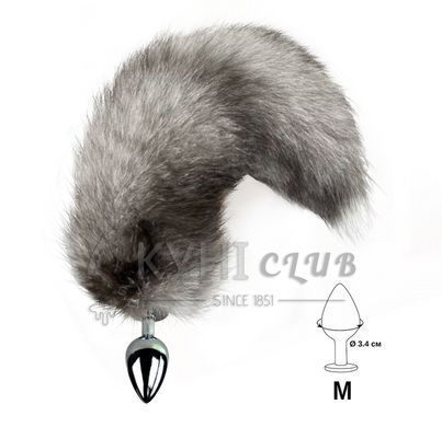Металлическая анальная пробка с хвостом из натурального меха Art of Sex size M Artctic fox 104166 фото