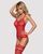 Бодістокінг Obsessive Bodystocking F214 red S/M/L, імітація корсета та панчіх на підв&rsquo;язках 105209 фото