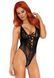 Кружевное боди Leg Avenue Floral lace thong teddy Black, шнуровка на груди, one size 105876 фото 1