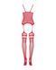 Бодістокінг Obsessive Bodystocking F214 red S/M/L, імітація корсета та панчіх на підв&rsquo;язках 105209 фото 6