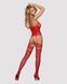 Бодістокінг Obsessive Bodystocking F214 red S/M/L, імітація корсета та панчіх на підв&rsquo;язках 105209 фото 4