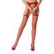 Эротические колготки-бодистокинг Passion S011 red, имитация чулок в крупную сетку и пояса 100786 фото 1