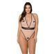 Боді Passion VIENA BODY 6XL/7XL, beige, контрастне, бантики, вставка-сітка, відкриті сідниці 105033 фото 1