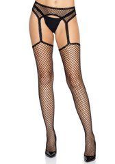 Панчохи-сітка Leg Avenue Net stockings with garter belt One size Black, пояс, підв&rsquo;язки 106565 фото