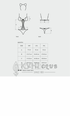Эротический костюм гепарда Obsessive Gepardina 3 pcs costume L/XL, черный, меховая отделка, монокини 105261 фото