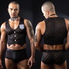 Чоловічий еротичний костюм офіціанта JSY &laquo;Привабливий Михаель&raquo; One Size, топ, труси, метелик (м&rsquo;ята 108535 фото