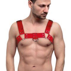 Чоловіча портупея на груди з натуральної шкіри Feral Feelings - Bulldog Harness Red 107430 фото