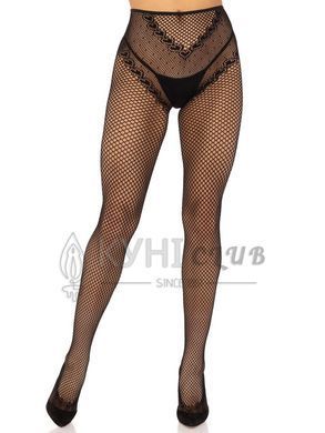 Стрип-колготки Leg Avenue Crotchless Net Tights with Heart Backseam, One Size, чорні, з доступом 110083 фото