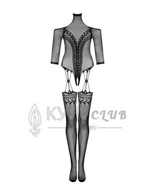 Нейлоновий бодістокінг з імітацією панчіх Obsessive Bodystocking G333 S/M/L, black, з доступом 105676 фото