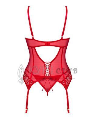 Комплект корсет и стринги Obsessive Ingridia corset & thong XS/S, красный 107049 фото