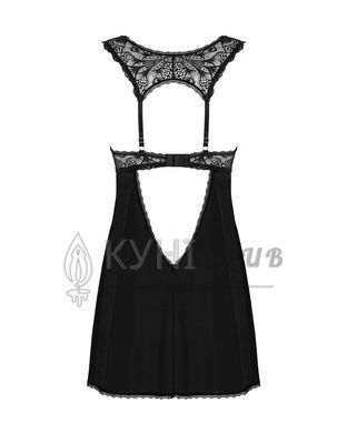 Сорочка бебі-дол з мереживом на грудях Obsessive Donna Dream babydoll M/L Black, стрінги 106633 фото
