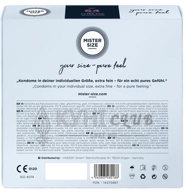 Презервативи Mister Size - pure feel - 64 (36 condoms), товщина 0,05 мм 105968 фото