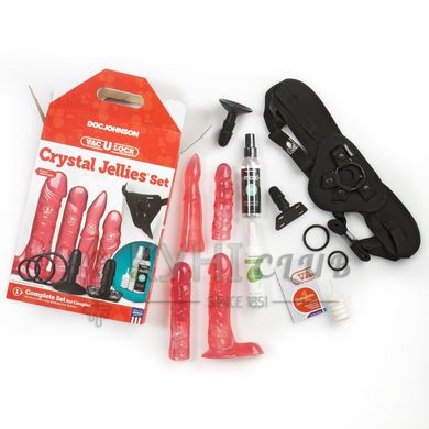 Набір для страпона Doc Johnson Vac-U-Lock Crystal Jellies Set, діаметр 3,8см, 2×4,5см, 5,1 см 108754 фото