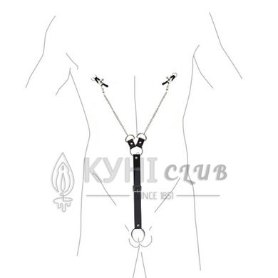 Затискачі для сосків з фіксацією на пенісі Art of Sex – Nipple Clamps for Men, екошкіра 103079 фото