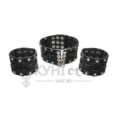 Шкіряний чокер з манжетами Art of Sex - Leather Chezarro 107754 фото