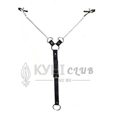 Затискачі для сосків з фіксацією на пенісі Art of Sex – Nipple Clamps for Men, екошкіра 103079 фото