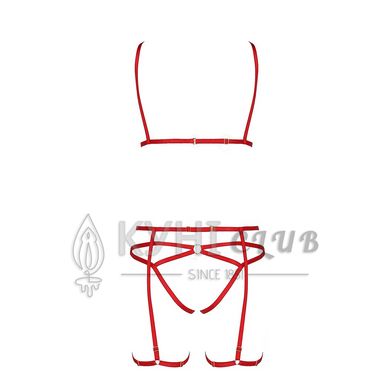 Комплект білизни Passion Exclusive MAGALI SET OpenBra L/XL, red, стрепи, ліф, трусики і пояс 101182 фото