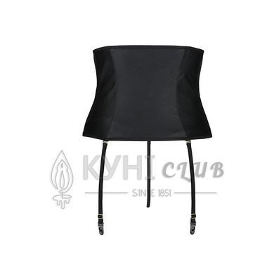Пояс-корсет из экокожи Celine Set with Open Bra black L/XL &mdash; Passion: шнуровка, съемные пажи для чул 104371 фото