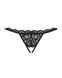 Кружевные танга с двумя отверстиями Obsessive 831-THC-1 crotchless thong L/XL, черные, бантики 105160 фото 5