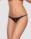 Кружевные танга с двумя отверстиями Obsessive 831-THC-1 crotchless thong L/XL, черные, бантики 105160 фото 1