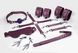 Набір Feral Feelings BDSM Kit 7 Burgundy, наручники, поножі, конектор, маска, падл, кляп, затискачі 106254 фото 1
