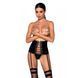 Пояс-корсет из экокожи Celine Set with Open Bra black L/XL &mdash; Passion: шнуровка, съемные пажи для чул 104371 фото 1