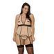 Корсет с пажами Passion VIENA CORSET 6XL/7XL, beige, контрастный, бантики, вставка-сетка, стринги 105035 фото 1