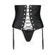 Пояс-корсет из экокожи Passion CELINE SET with Open Bra 6XL/7XL, black, шнуровка, пажи, стринги 104975 фото 3