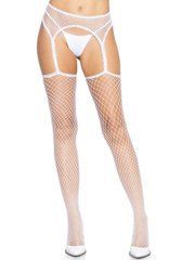 Панчохи-сітка Leg Avenue Net stockings with garter belt One size White, пояс, підв&rsquo;язки 106566 фото