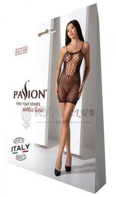 Ажурное мини-платье на тонких бретелях Passion BS096 One Size, black, плетение на груди 106946 фото