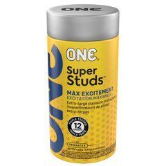 Презервативи ONE Super Studs, 12 шт, з точковим рельєфом, зі змазкою, подарункове паковання-тубус 109843 фото