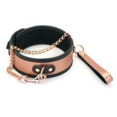 Широкий нашийник з повідцем Liebe Seele Rose Gold Memory Collar with Leash, натуральна шкіра 107497 фото