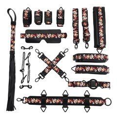 БДСМ-набір LOCKINK The Flowering Serpent Bondage Set, чорний, з малюнком у вигляді змій, 12 предметі 110061 фото