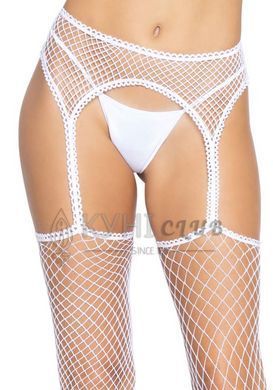 Панчохи-сітка Leg Avenue Net stockings with garter belt One size White, пояс, підв&rsquo;язки 106566 фото