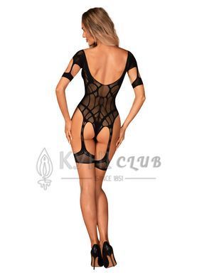 Нейлоновий бодістокінг з імітацією гартер Obsessive Bodystocking G334 S/M/L, black, з доступом 105677 фото