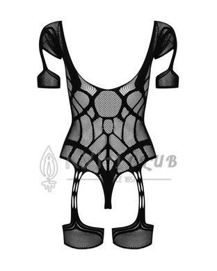 Нейлоновий бодістокінг з імітацією гартер Obsessive Bodystocking G334 S/M/L, black, з доступом 105677 фото