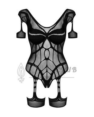 Нейлоновий бодістокінг з імітацією гартер Obsessive Bodystocking G334 S/M/L, black, з доступом 105677 фото