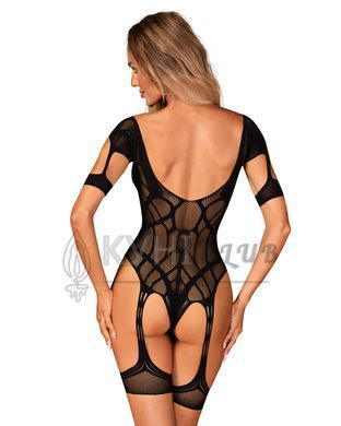 Нейлоновий бодістокінг з імітацією гартер Obsessive Bodystocking G334 S/M/L, black, з доступом 105677 фото