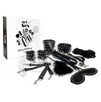 Набор Art of Sex - Spikes BDSM Set Leather, 10 предметов, натуральная кожа, Черный 105123 фото