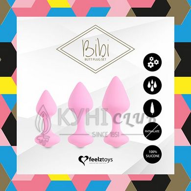 Набір силіконових анальних пробок FeelzToys - Bibi Butt Plug Set 3 pcs Pink 102457 фото