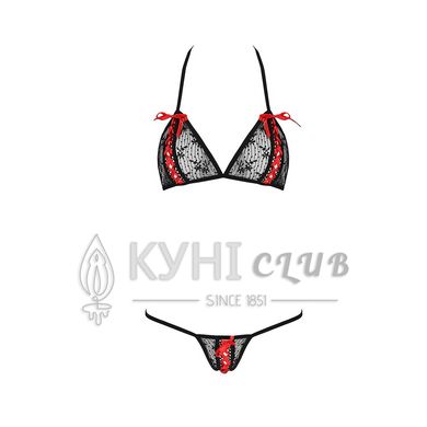 Комплект білизни Passion MELISSA BIKINI L/XL, black, ліф зі шнурівкою і трусики стрінги 101614 фото