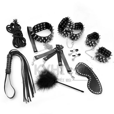 Набор Art of Sex - Spikes BDSM Set Leather, 10 предметов, натуральная кожа, Черный 105123 фото