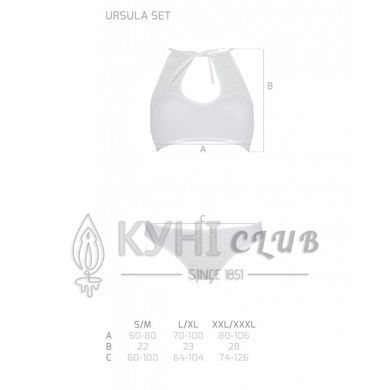 Комплект: бра, трусики с ажурным декором и открытым шагом Ursula Set white L/XL &mdash; Passion 103742 фото