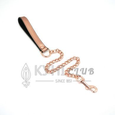 Широкий нашийник з повідцем Liebe Seele Rose Gold Memory Collar with Leash, натуральна шкіра 107497 фото