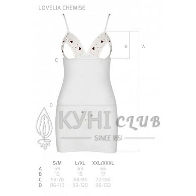 Сорочка з вирізами на грудях, стрінги Passion LOVELIA CHEMISE L/XL, white 102622 фото