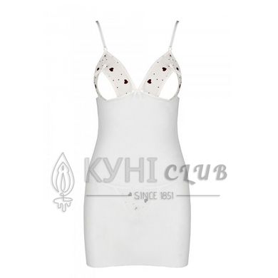 Сорочка з вирізами на грудях, стрінги Passion LOVELIA CHEMISE L/XL, white 102622 фото