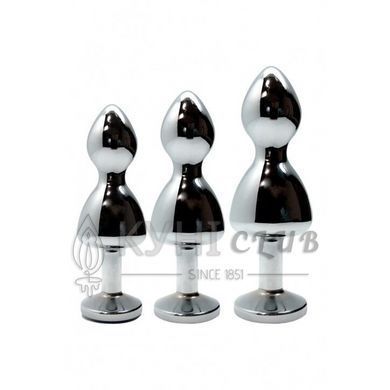 Металева анальна пробка Wooomy Lollypop Double Ball Metal Plug Blue M діаметр 3,1 см, довжина 9,4 см 105406 фото