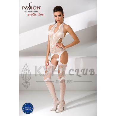 Бодістокінг Passion BS053 white, комбінезон, імітація панчох і пояса 100115 фото